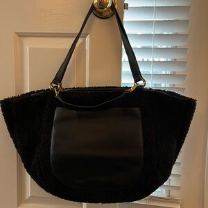 NEW WITH TAGS Black Sherpa Anthropologie Shoulder Bag!